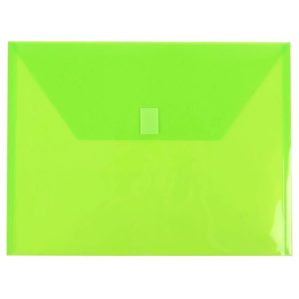 JAM PAPER Plastic Booklet Envelopes with Hook & Loop Closure - Pack of 12