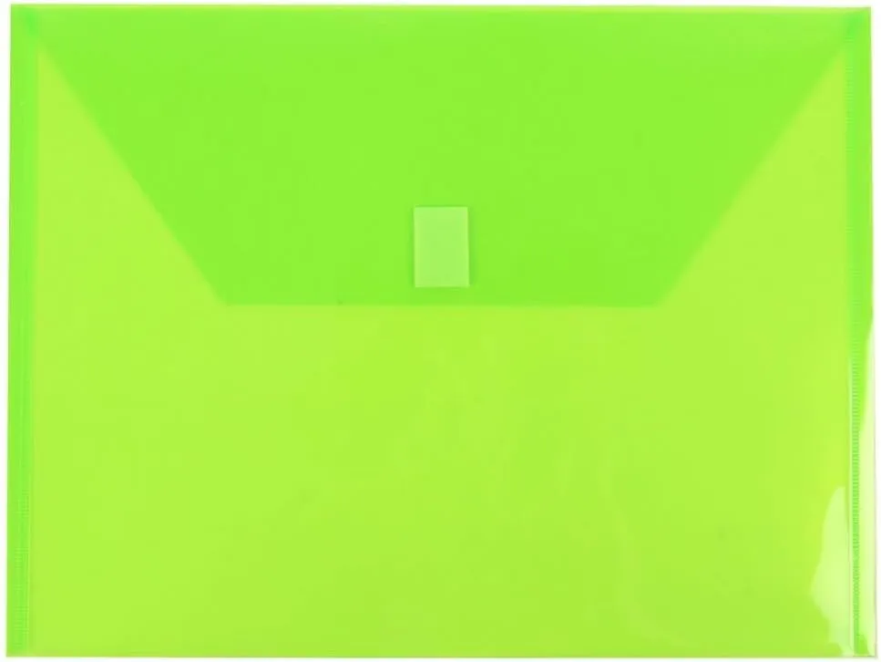 JAM PAPER Plastic Booklet Envelopes with Hook & Loop Closure - Pack of 12