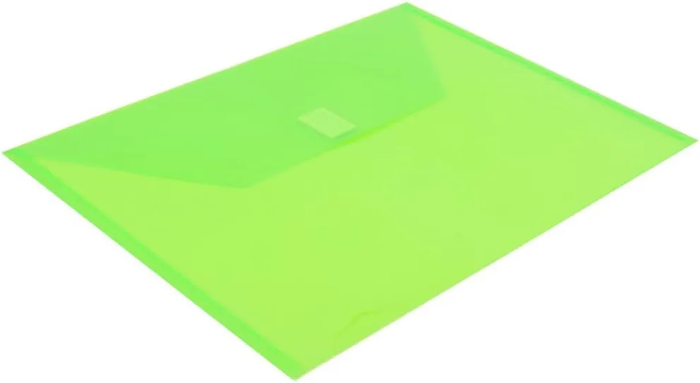 JAM PAPER Plastic Booklet Envelopes with Hook & Loop Closure - Pack of 12