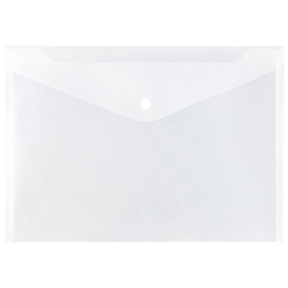 JAM PAPER Plastic Booklet Envelopes with Snap Closure - Clear