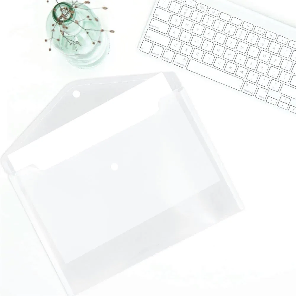 JAM PAPER Plastic Booklet Envelopes with Snap Closure - Clear