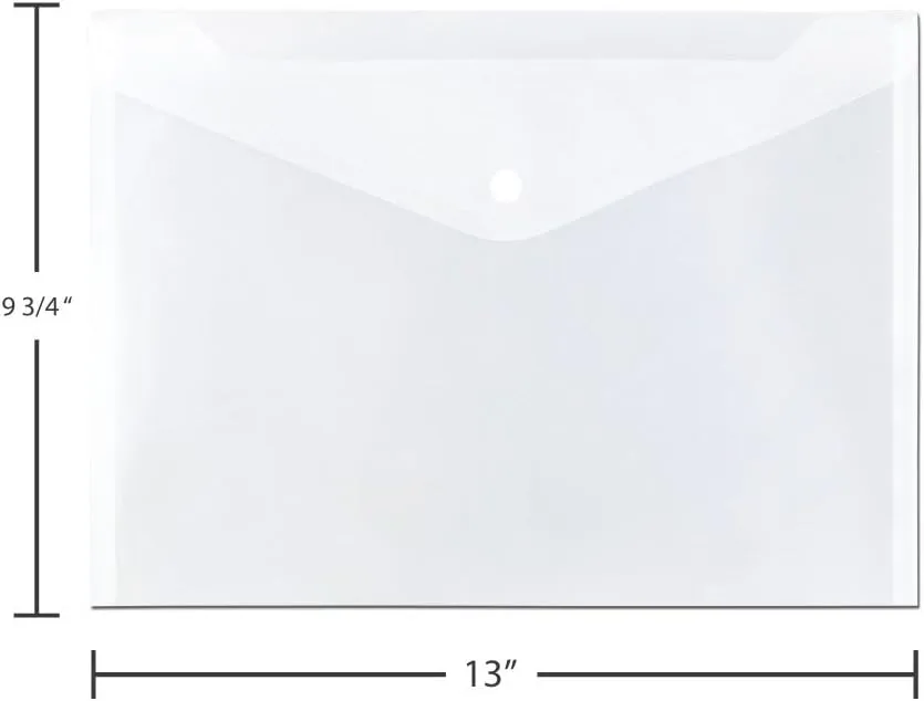JAM PAPER Plastic Booklet Envelopes with Snap Closure - Clear