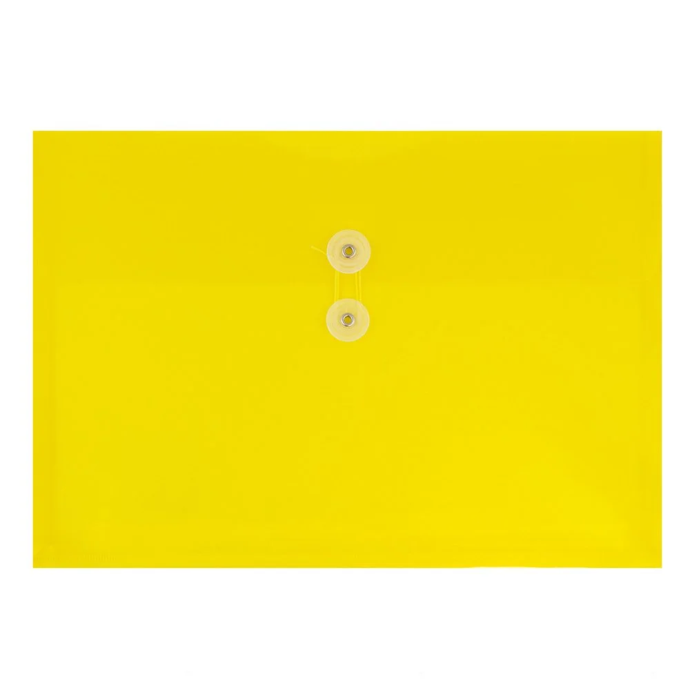 JAM PAPER Plastic Envelopes with Button & String Tie Closure - 12 Pack