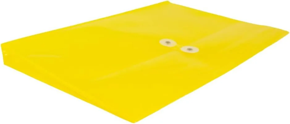 JAM PAPER Plastic Envelopes with Button & String Tie Closure - 12 Pack