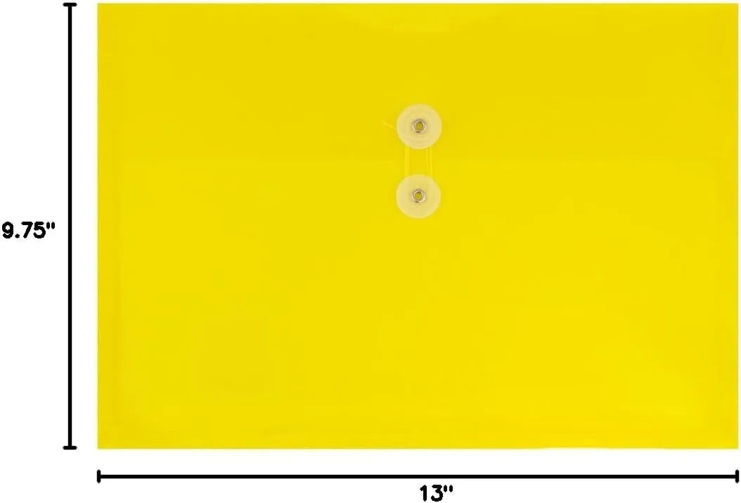 JAM PAPER Plastic Envelopes with Button & String Tie Closure - 12 Pack