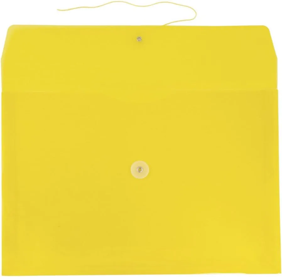 JAM PAPER Plastic Envelopes with Button & String Tie Closure - 12 Pack