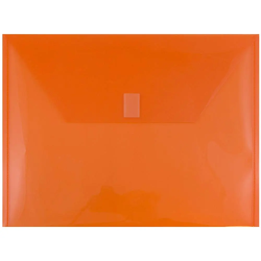 JAM PAPER Plastic Booklet Envelopes with Hook & Loop Closure - Pack of 12