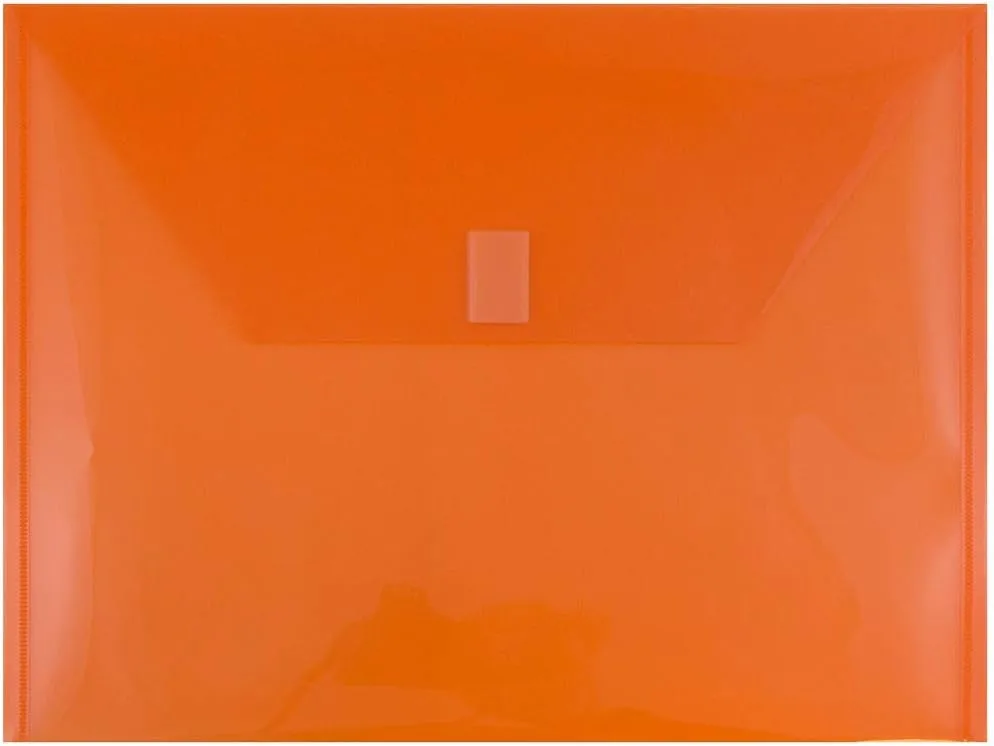 JAM PAPER Plastic Booklet Envelopes with Hook & Loop Closure - Pack of 12
