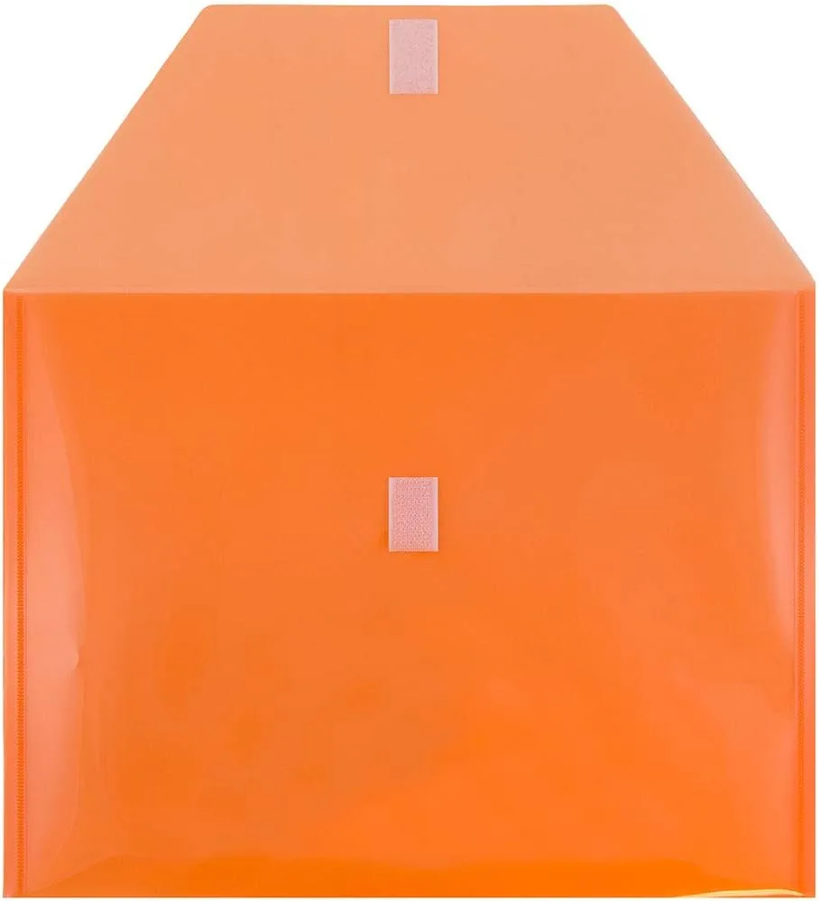 JAM PAPER Plastic Booklet Envelopes with Hook & Loop Closure - Pack of 12