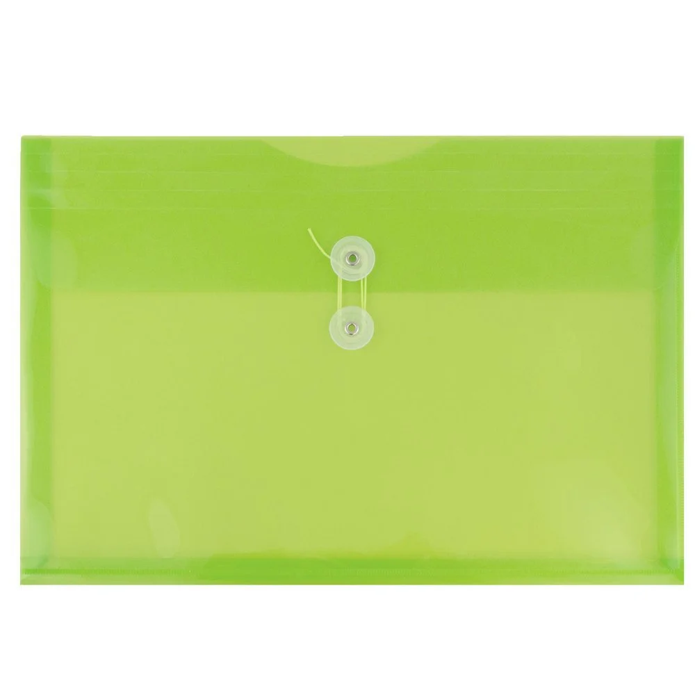 JAM PAPER Plastic Envelopes with Button & String Tie Closure - 12 Pack