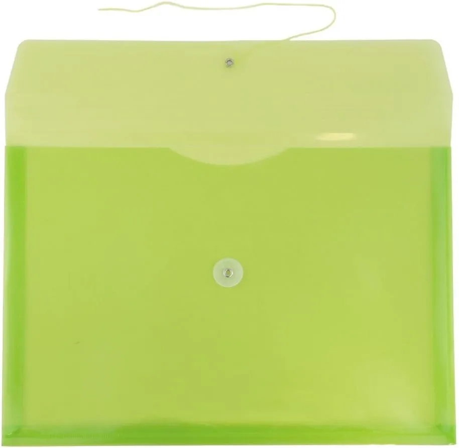 JAM PAPER Plastic Envelopes with Button & String Tie Closure - 12 Pack