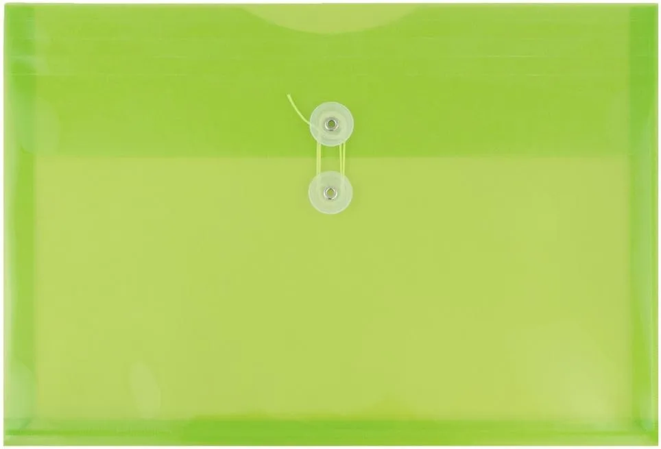 JAM PAPER Plastic Envelopes with Button & String Tie Closure - 12 Pack