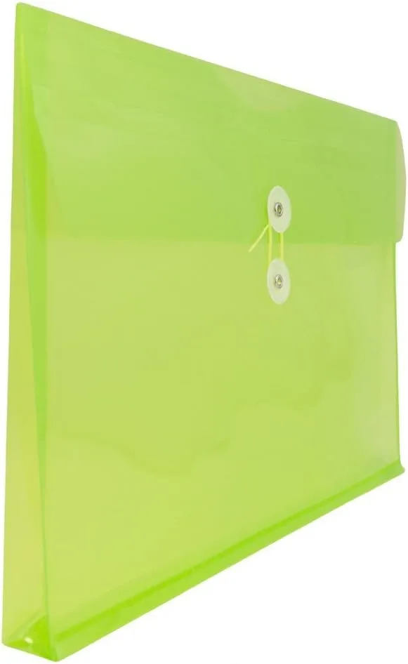 JAM PAPER Plastic Envelopes with Button & String Tie Closure - 12 Pack