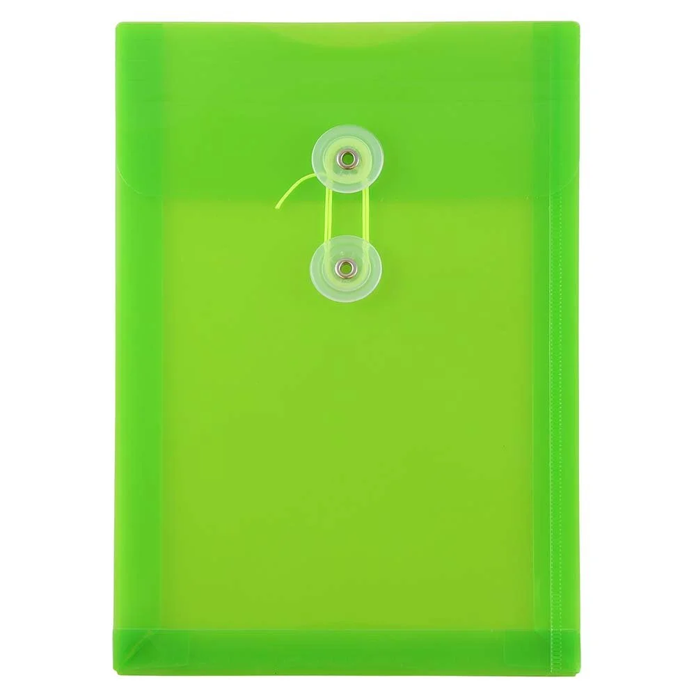 JAM PAPER Open-End Plastic Envelopes, Button & String
