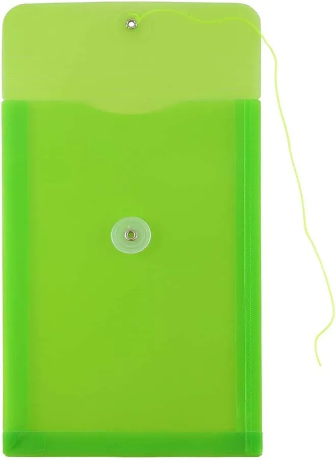 JAM PAPER Open-End Plastic Envelopes, Button & String