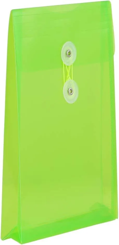 JAM PAPER Open-End Plastic Envelopes, Button & String