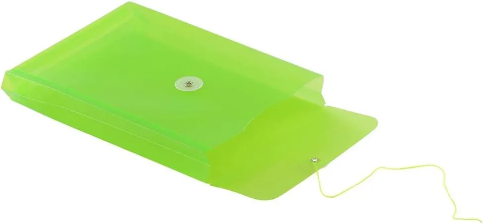 JAM PAPER Open-End Plastic Envelopes, Button & String