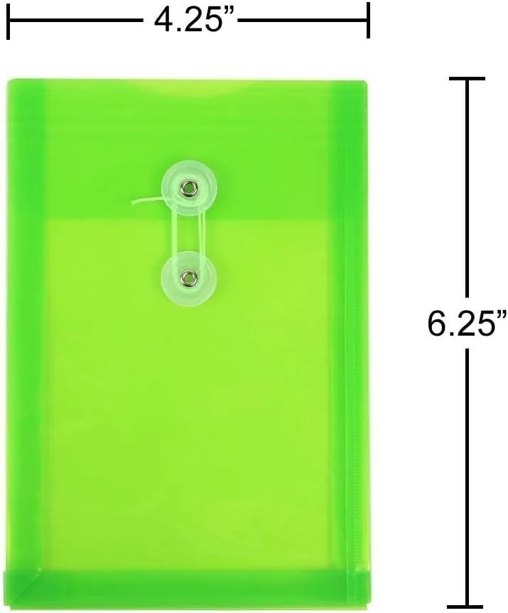 JAM PAPER Open-End Plastic Envelopes, Button & String