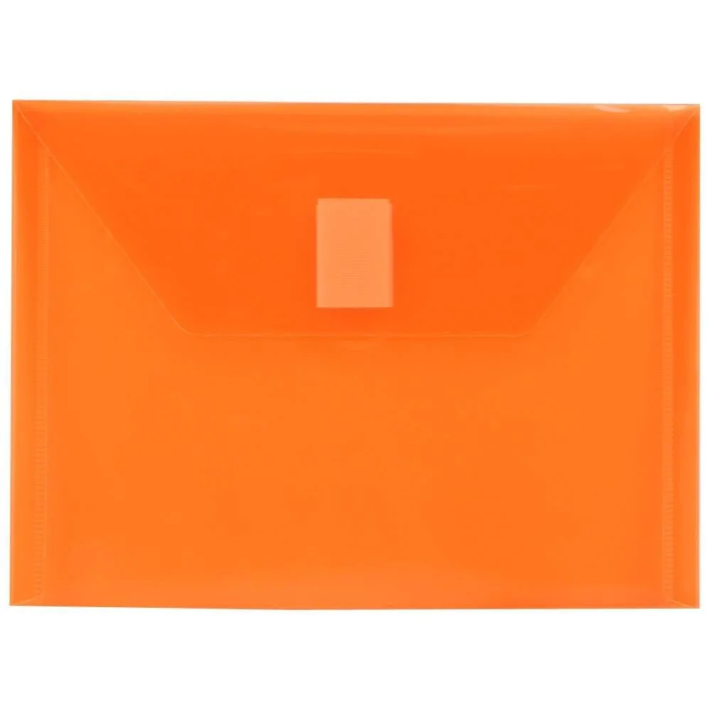 JAM PAPER Plastic Booklet Envelopes with Hook & Loop Closure - Pack of 12