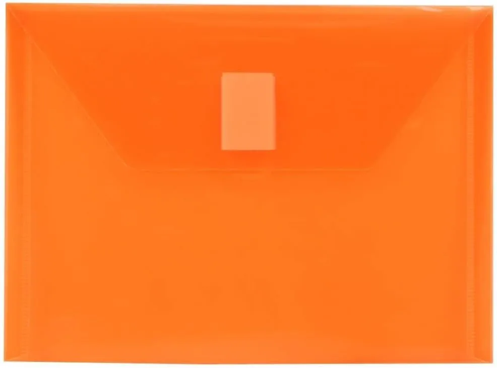 JAM PAPER Plastic Booklet Envelopes with Hook & Loop Closure - Pack of 12