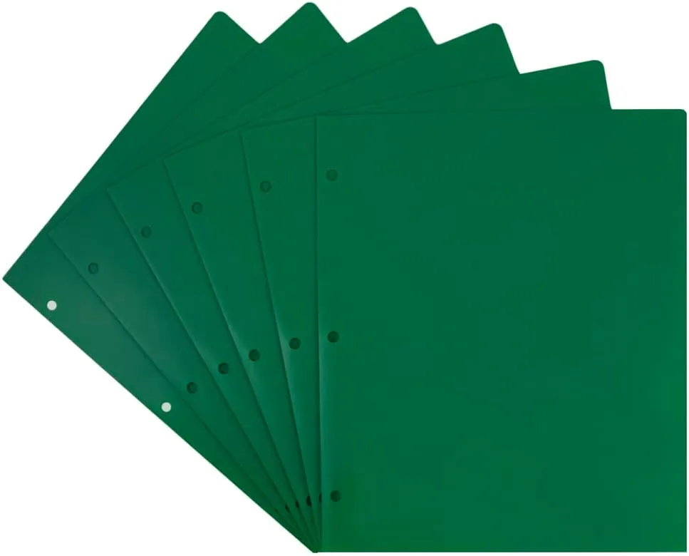 JAM PAPER Heavy Duty Plastic 3-Hole Punched 2-Pocket Presentation Folders