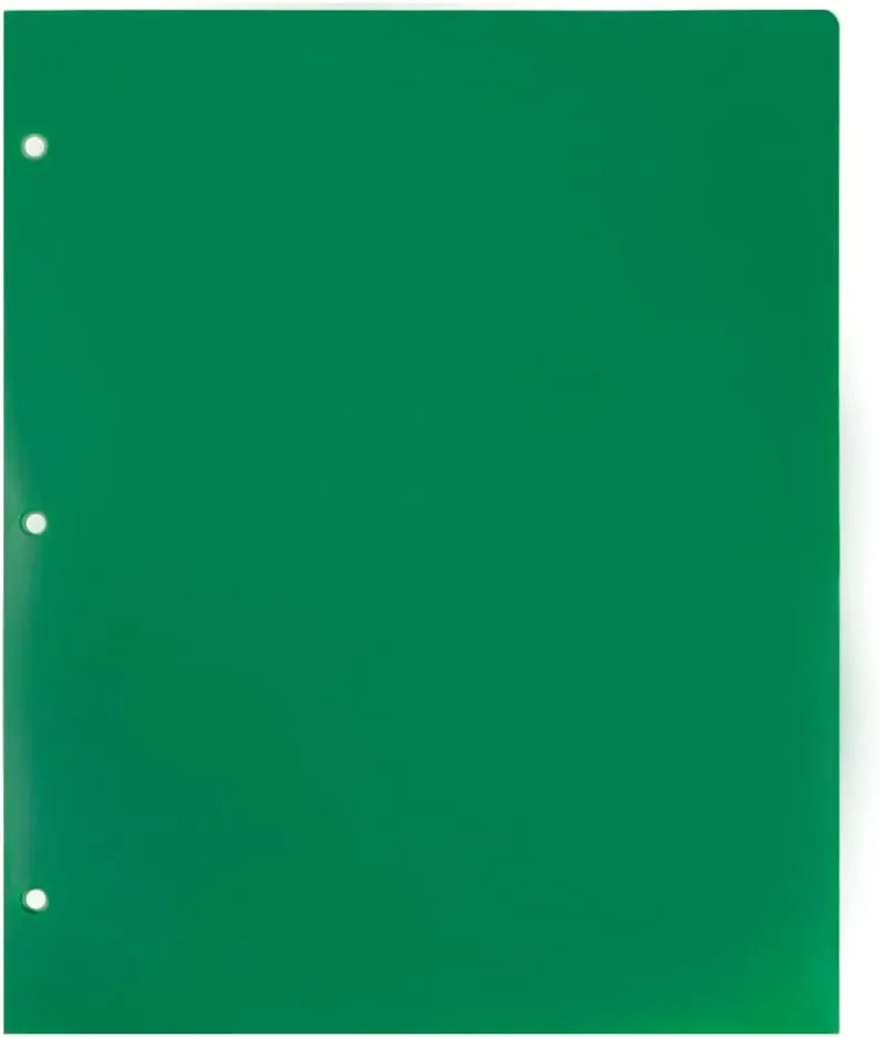 JAM PAPER Heavy Duty Plastic 3-Hole Punched 2-Pocket Presentation Folders