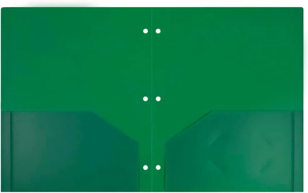 JAM PAPER Heavy Duty Plastic 3-Hole Punched 2-Pocket Presentation Folders