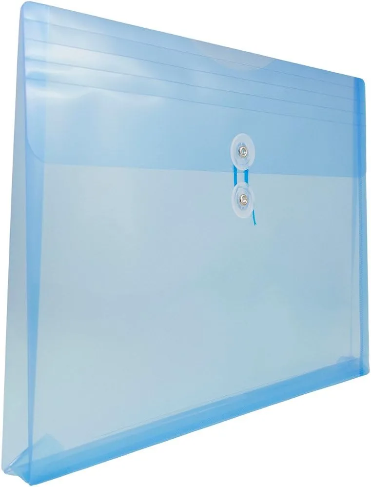 JAM PAPER Plastic Envelopes with Button & String Tie Closure - 12 Pack