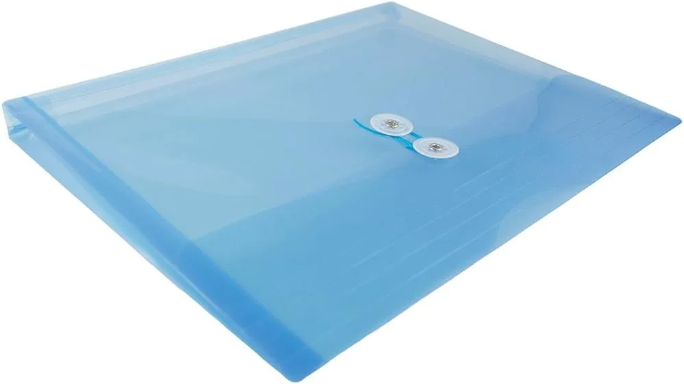 JAM PAPER Plastic Envelopes with Button & String Tie Closure - 12 Pack