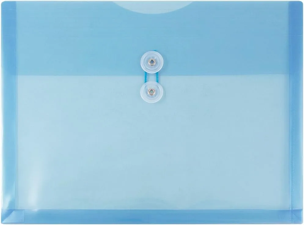 JAM PAPER Plastic Envelopes with Button & String Tie Closure - 12 Pack