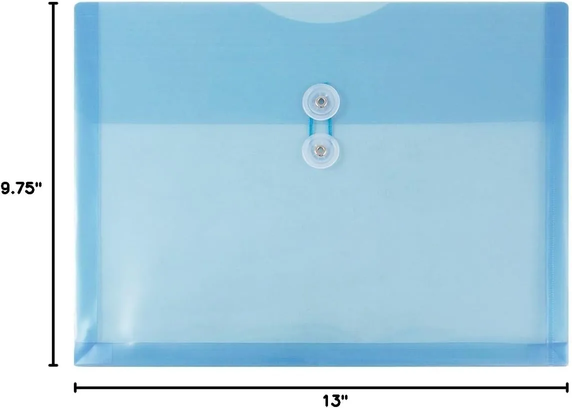 JAM PAPER Plastic Envelopes with Button & String Tie Closure - 12 Pack