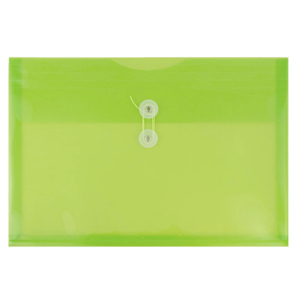 JAM PAPER Plastic Envelopes with Button & String Tie Closure - 12 Pack