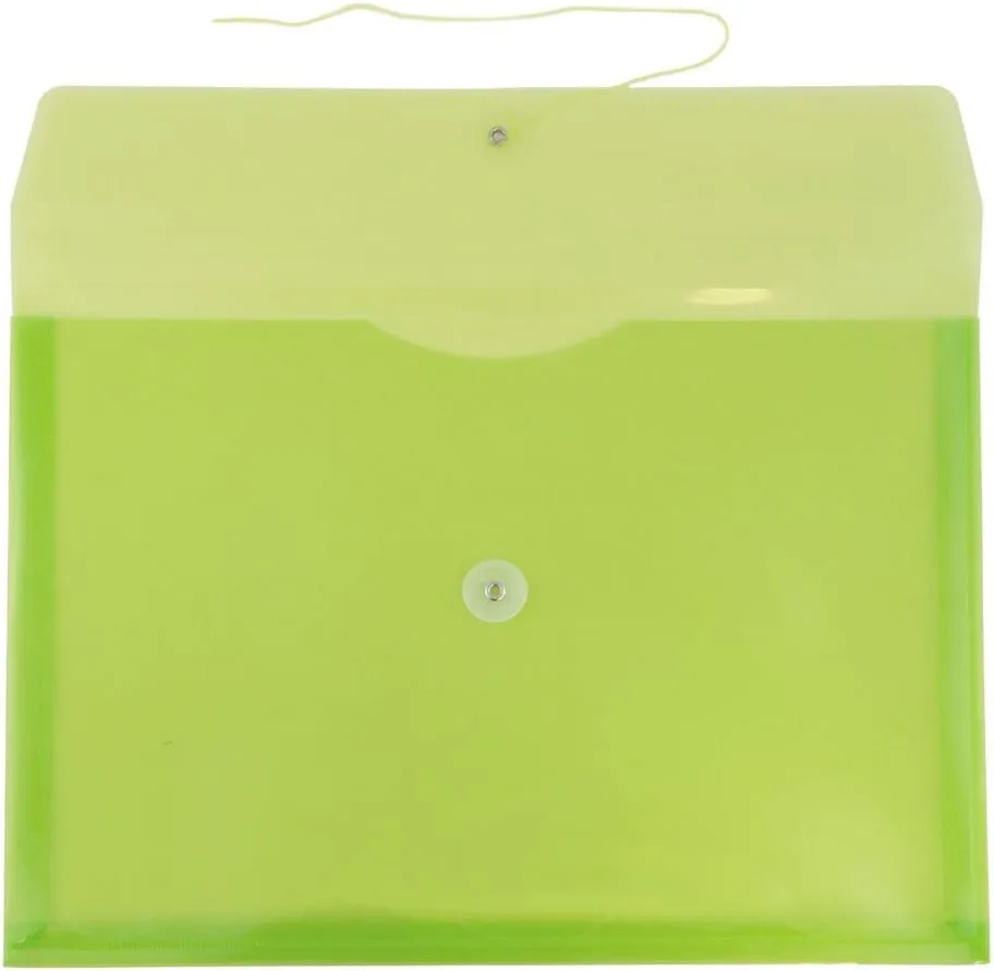 JAM PAPER Plastic Envelopes with Button & String Tie Closure - 12 Pack