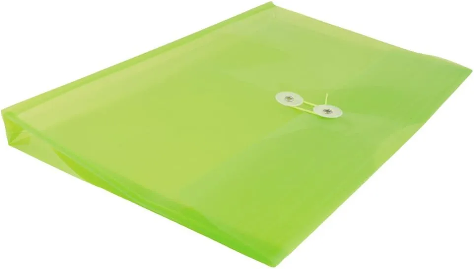JAM PAPER Plastic Envelopes with Button & String Tie Closure - 12 Pack