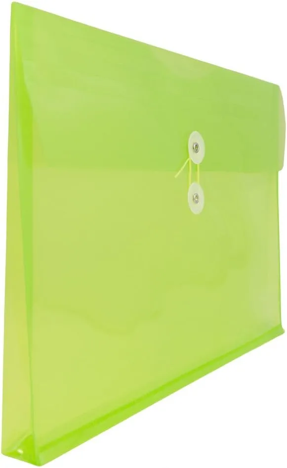 JAM PAPER Plastic Envelopes with Button & String Tie Closure - 12 Pack