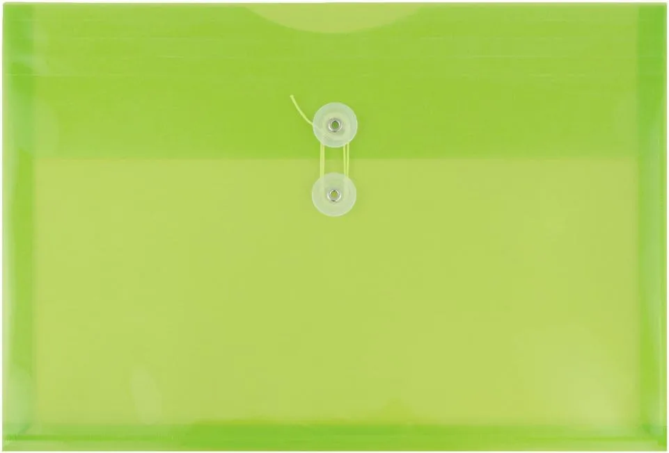 JAM PAPER Plastic Envelopes with Button & String Tie Closure - 12 Pack