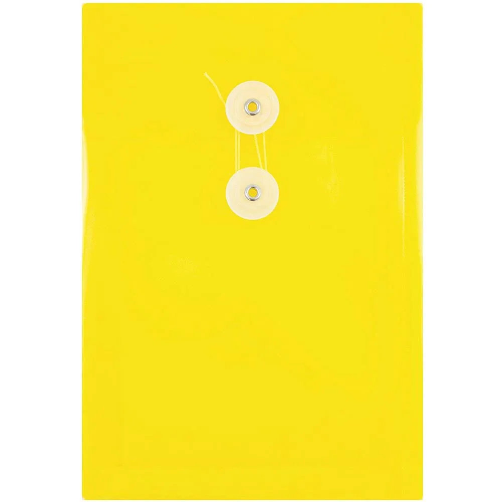 JAM PAPER Open-End Plastic Envelopes, Button & String