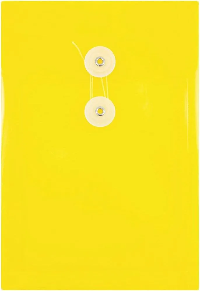 JAM PAPER Open-End Plastic Envelopes, Button & String
