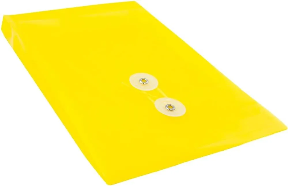 JAM PAPER Open-End Plastic Envelopes, Button & String