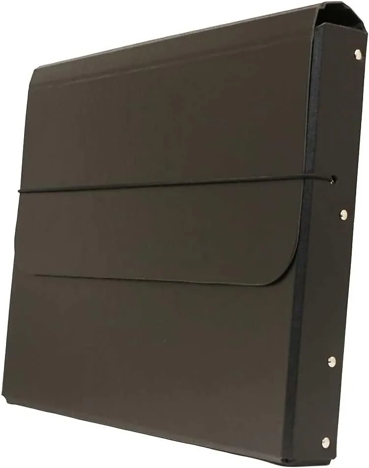 JAM Paper Strong Thick Portfolio Carrying Case with Elastic Band Closure - 10 x 1 1/4 x 13 1/4 - Black
