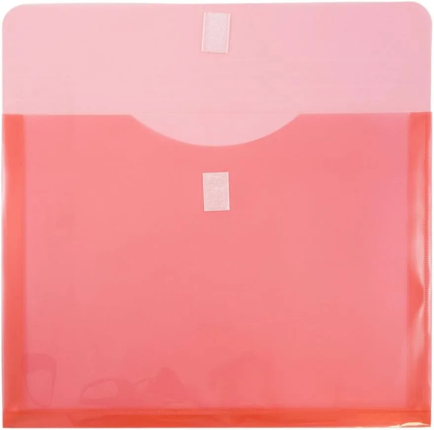 JAM PAPER Plastic Booklet Expansion Envelopes with Hook & Loop Closure - Letter