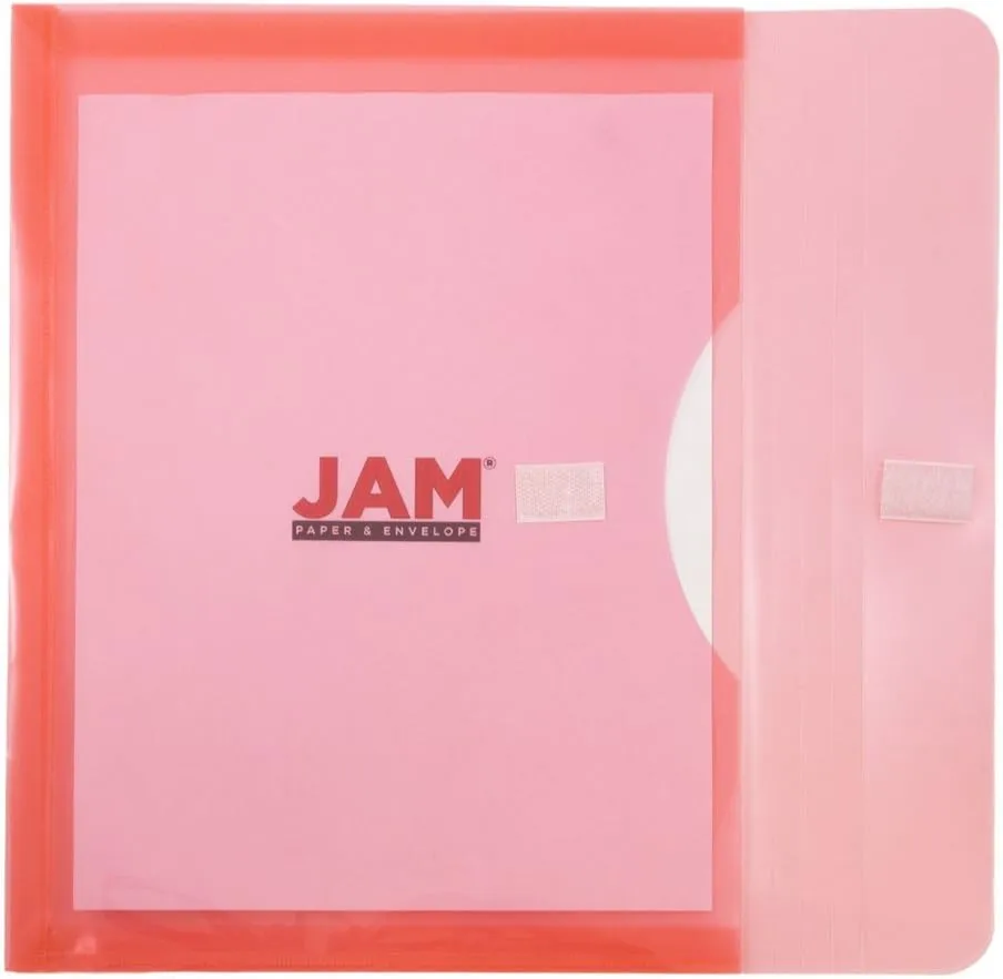 JAM PAPER Plastic Booklet Expansion Envelopes with Hook & Loop Closure - Letter