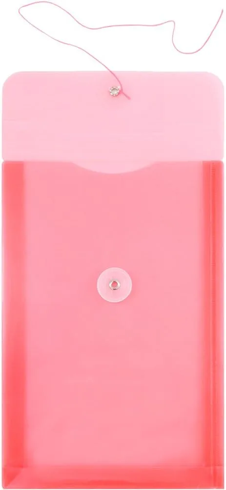 JAM PAPER Open-End Plastic Envelopes, Button & String