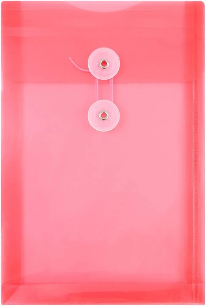 JAM PAPER Open-End Plastic Envelopes, Button & String