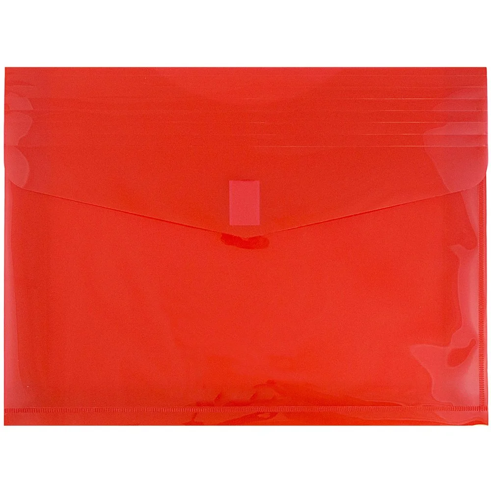 JAM PAPER Plastic Booklet Expansion Envelopes with Hook & Loop Closure - Letter