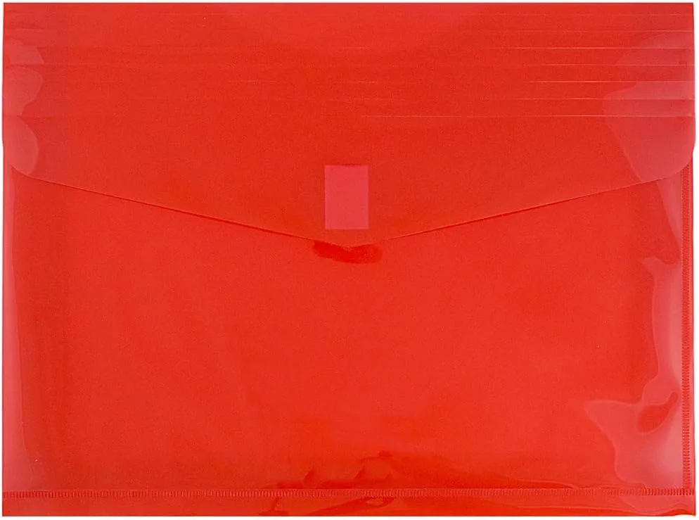 JAM PAPER Plastic Booklet Expansion Envelopes with Hook & Loop Closure - Letter