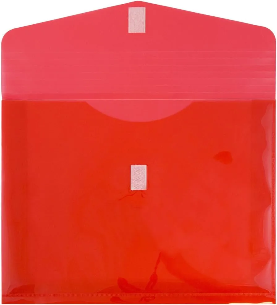 JAM PAPER Plastic Booklet Expansion Envelopes with Hook & Loop Closure - Letter