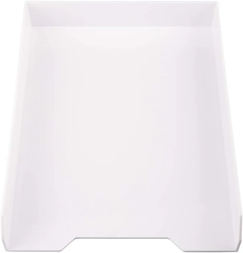 JAM PAPER Stackable Paper Trays - White - Desktop Document, Letter, & File Organizer Tray - 2/Pack
