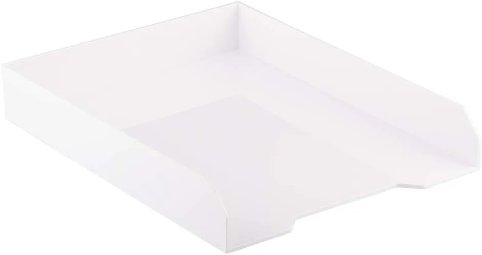 JAM PAPER Stackable Paper Trays - White - Desktop Document, Letter, & File Organizer Tray - 2/Pack