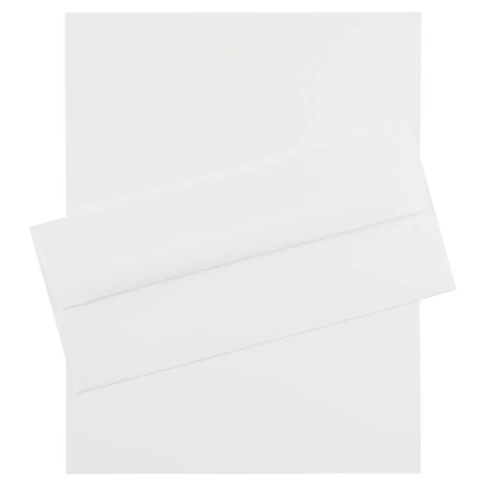 JAM PAPER #10 Business Stationery Set - 4 1/8 x 9 1/2 Envelopes & Matching Letter Paper - Strathmore Bright White Wove